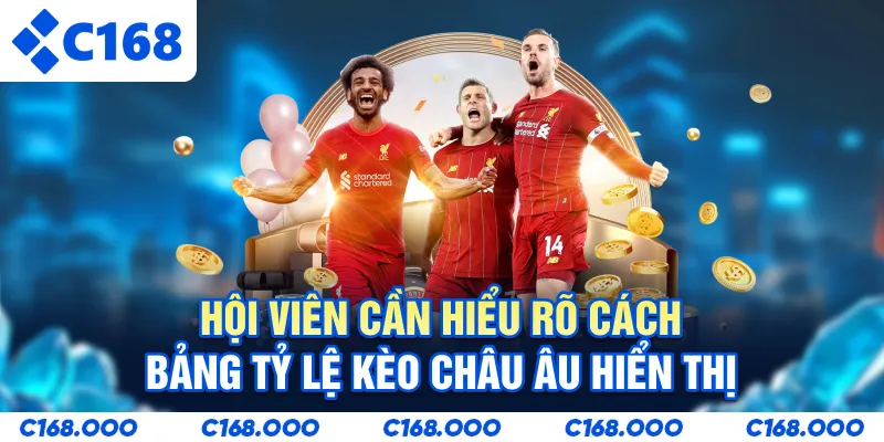 Hội viên cần hiểu rõ cách bảng tỷ lệ kèo châu Âu hiển thị